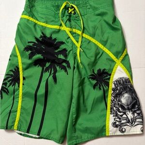 Tony Hawk Green and Black Palm Tree swim Shorts